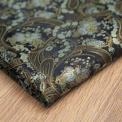 Tissu brocart à motifs cachemire : mélange de rayonne et de nylon noir et blanc, 89 cm de large, décoration de costumes