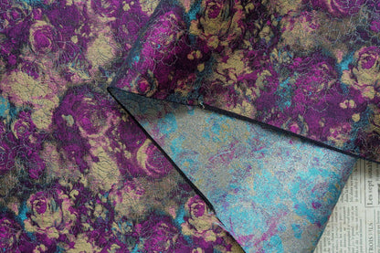 Tissu brocart jacquard à motif floral : tissu tissé de style chinois (60 pouces de large, au mètre)