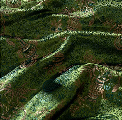 Dark Green Tibetan Textile Fabric: Rayon Blend Upholstery