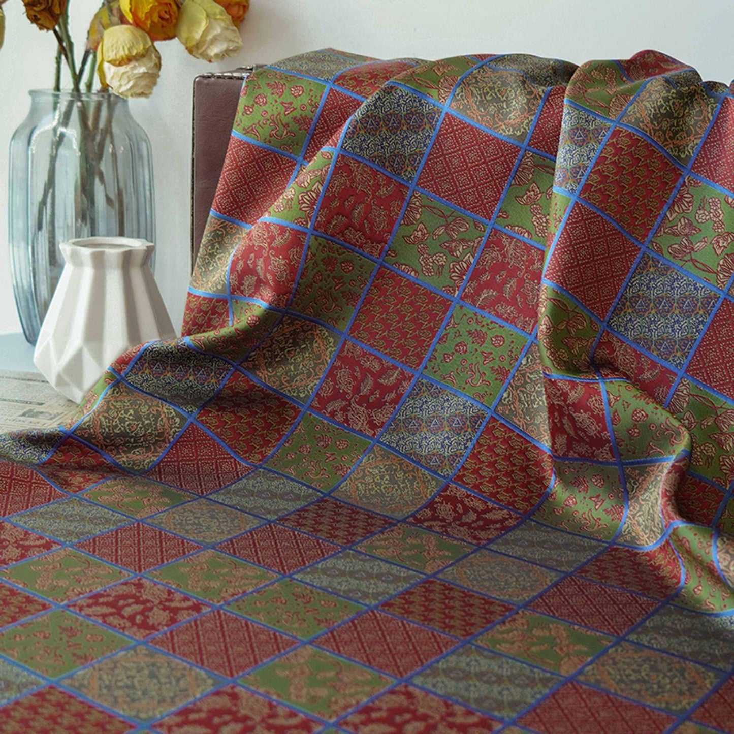 Floral Jacquard Woven Fabric: Embossed Upholstery Sewing DIY - 55"W