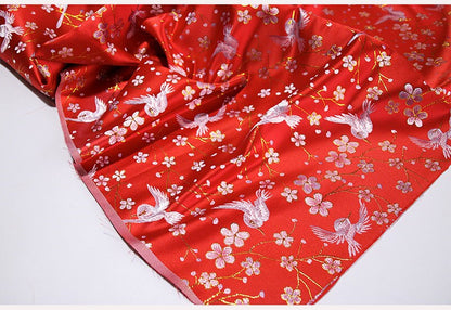Bird Jacquard Brocade Fabric: 57"W Silk Rayon Damask