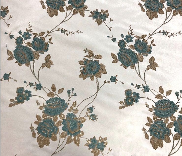 Metallic Damask Satin Fabric: 3D Texture Floral Jacquard (56"W)