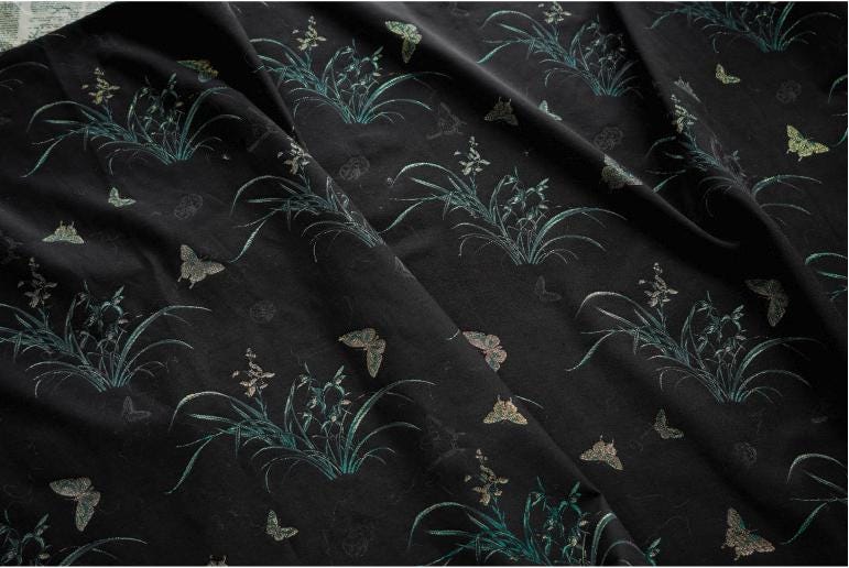 Butterfly Brocade Fabric: Japanese Silky Upholstery, Costume, Decor