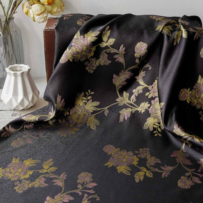 Tissu brocart jacquard à motifs floraux : robe, qipao, décoration intérieure (168 cm de large, polyester, vendu au mètre)