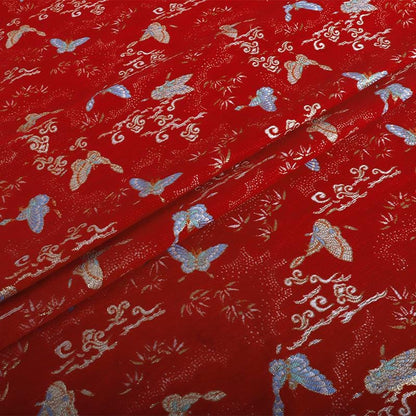 Butterfly Chenille Fabric: Gold Weave Mongolian Tibetan Pattern, 58"W