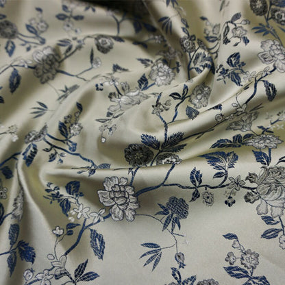 Floral Brocade Fabric: Fairy Jade, Silver & Champagne Silk Rayon Blend