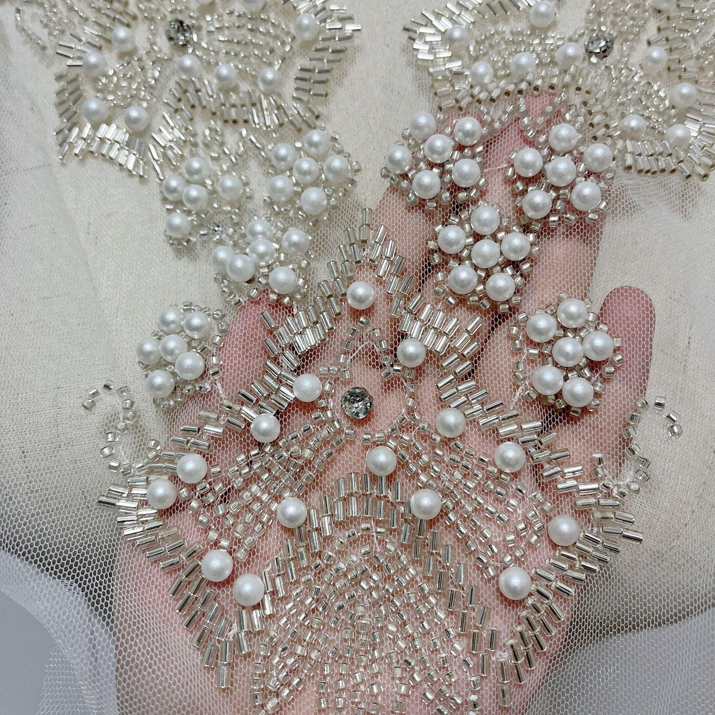 Embroidered Lace Trim: Beaded Sequins, Bridal Wedding Dress Accessory