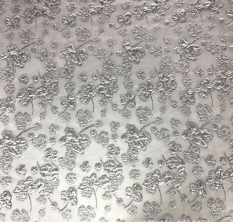 Metallic Floral Jacquard Organza Fabric: 57"W Bronzing Dress Fabric