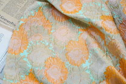 Tissu jacquard à motif floral : style peinture à l’huile, ameublement, costume – 160 cm de large