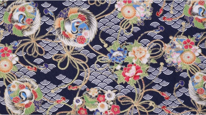 Japanese Crane Print Fabric: 100% Cotton Sewing Material
