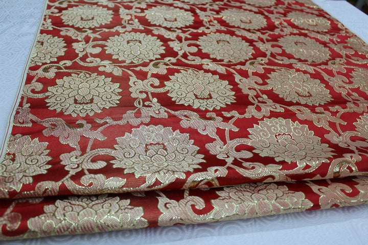 Floral Jacquard Brocade Fabric: Chinese Mongolian Style (29.5" Wide)
