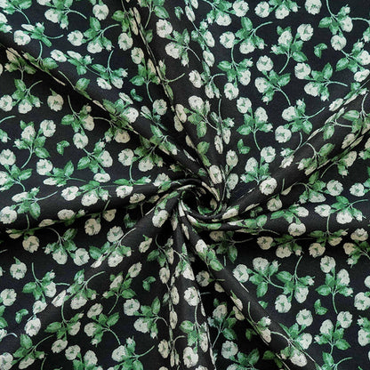 Black Background Small Floral Jacquard Fabric ��� Ideal for Home D��cor, Curtains, Quilting, Dressmaking, Upho"Wide