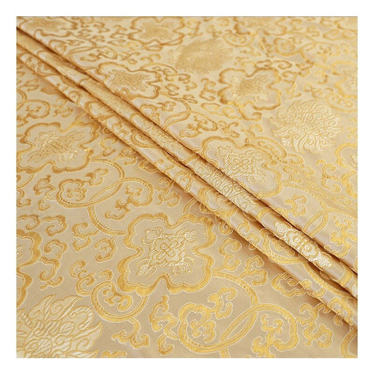 Pale Gold Brocade Fabric: 59" Wide Rayon Sewing Upholstery, Traditional Patterns