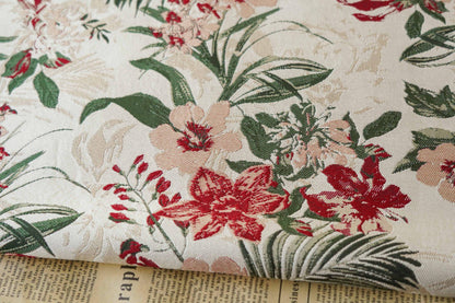 Floral Jacquard Woven Fabric: Embossed Oil Painting Style, 58"W