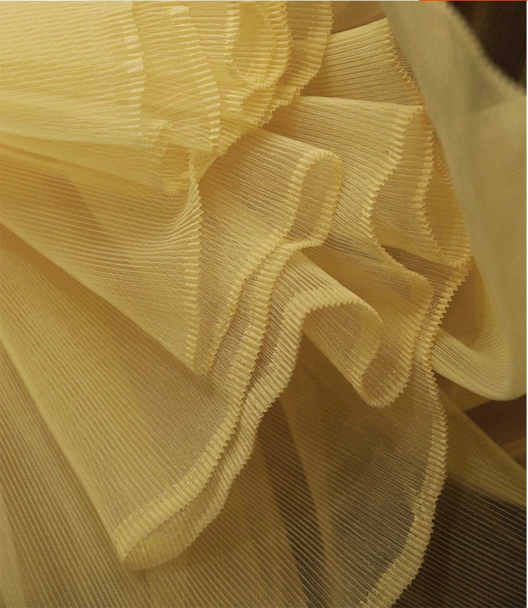 Pleated Organza Fabric: Stiff Texture Designer Material, 62" Wide