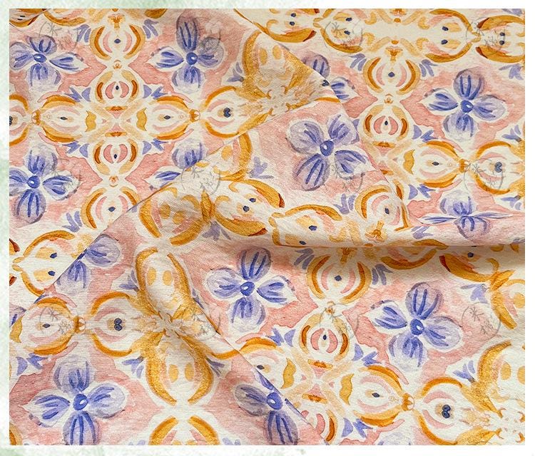 Tissu pour patchwork, coton à motifs floraux aquarelle : matériel de couture style chinois