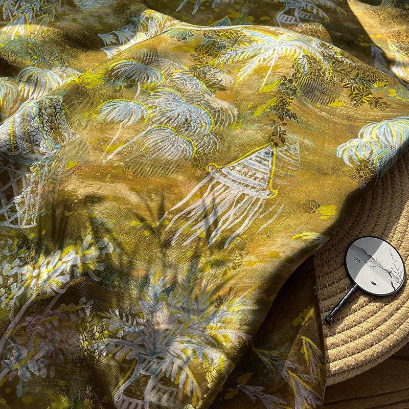 Rayon Silk Jacquard Xiangyun Fabric, Handcrafted Warm Forest Home Textile for Sewing, Dressmaking, DIY Craf" Wide
