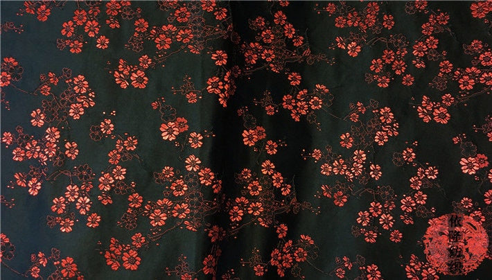 Tissu brocart de soie à fleurs de prunier : tissu pour cheongsam qipao, largeur 75 cm