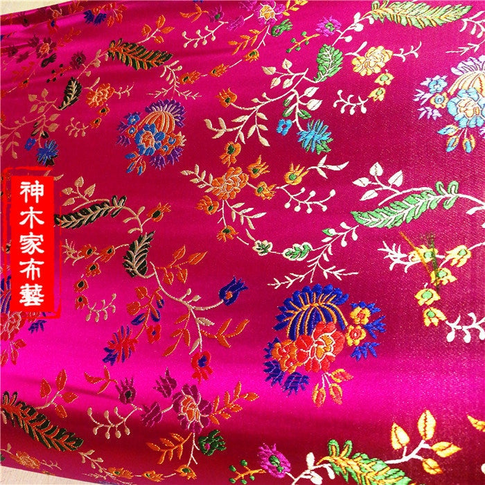 Peony Brocade Fabric: Silk Rayon Blend, Floral Upholstery & Costume
