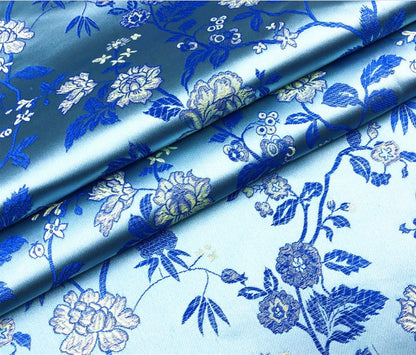 Tissu brocart damassé à motif pivoine : 114 cm de large, rayonne, pour patchwork et couture