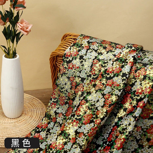 Floral Jacquard Brocade Fabric: Gold Thread Woven Damask, 59" Wide