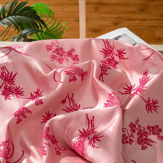 Tissu satin velours jacquard : Rideaux de mariage japonais, 147 cm de large - Vendu au mètre