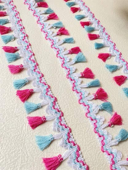 Colorful Tassel Trim: Ethnic Cotton Fabric, 2" Width