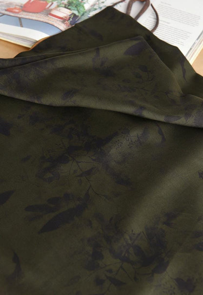 Tissu satin de coton vert fumé : largeur 140 cm, pour rideaux et costumes
