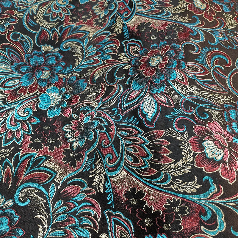 Tissu brocart à fleurs de pivoine : tissu de couture en rayonne pour cheongsam de 45 pouces de large
