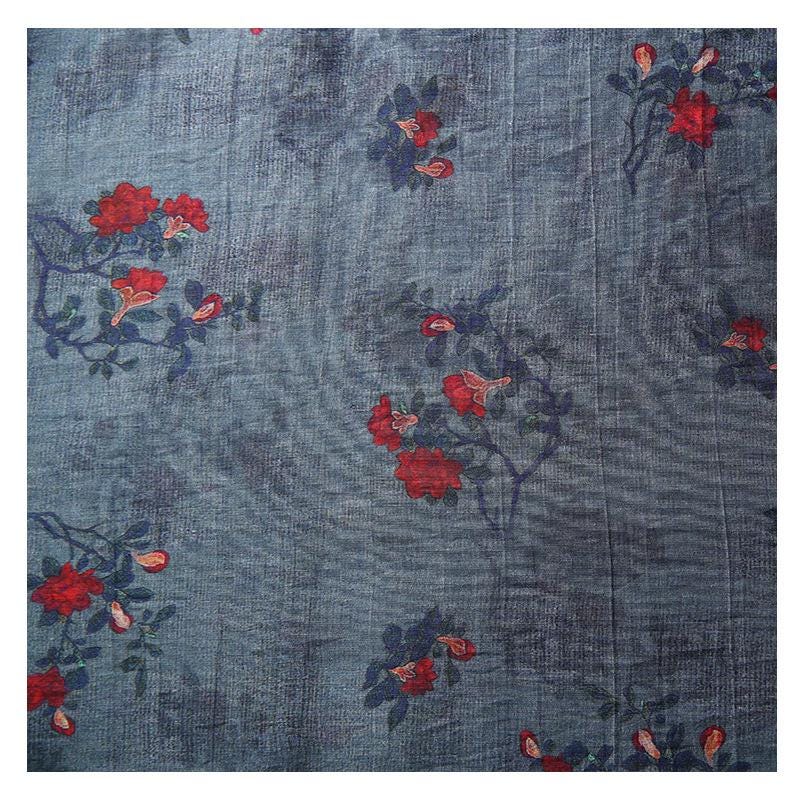 Floral Tencel Ramie Fabric: Sewing Material for Dress, Kimono, Decor - By Meter