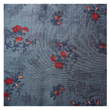Floral Tencel Ramie Fabric: Sewing Material for Dress, Kimono, Decor - By Meter
