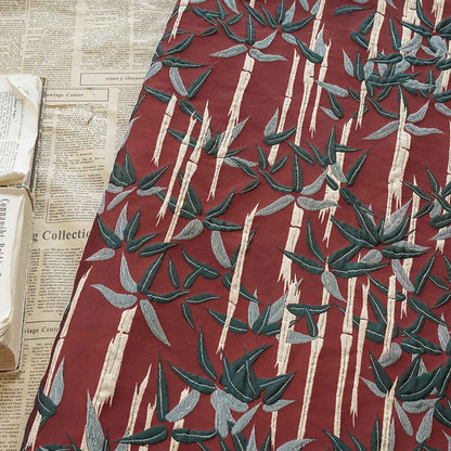 Tissu jacquard en bambou tissé : style peinture à l’huile, 152 cm de large