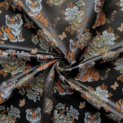 Tiger & Peony Brocade Fabric ��� Chinese Jacqua" Wide