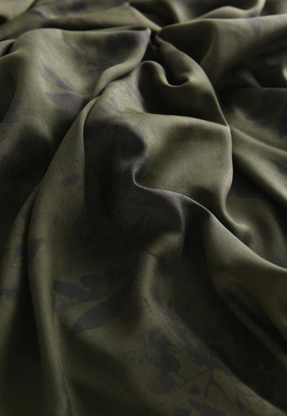 Tissu satin de coton vert fumé : largeur 140 cm, pour rideaux et costumes