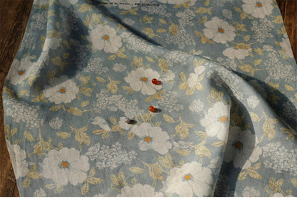 Floral Ramie Fabric: Vintage Style Sewing Material, 55"W