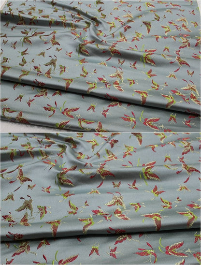 Butterfly Floral Silk Brocade Fabric - Chinese Jacquard (29.5"W)