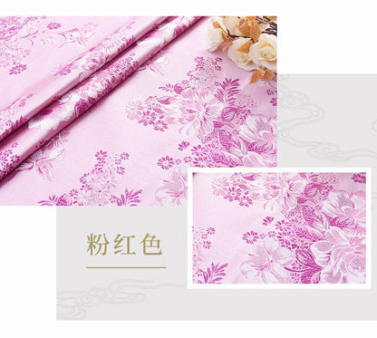 Peony Jacquard Brocade Fabric: Chinese Damask, 59" Wide