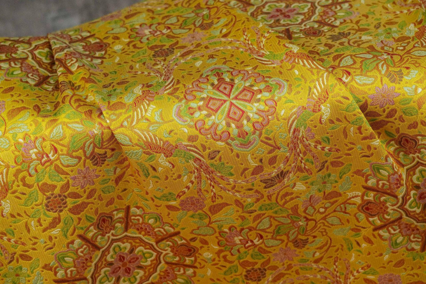 Gold Thread Brocade Fabric: Chinese Style Jacquard Weaving, 59" Wide