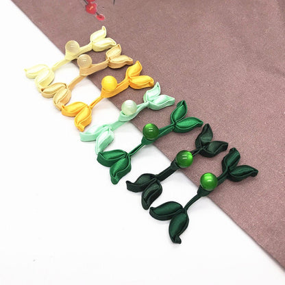 Handmade Satin Leaf Frog Buttons: Cheongsam Chinese Knot Closures