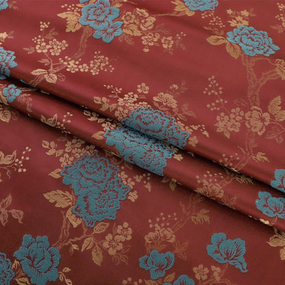Floral Brocade Fabric: 59"W Chinese Silk Blend for Sewing & Upholstery