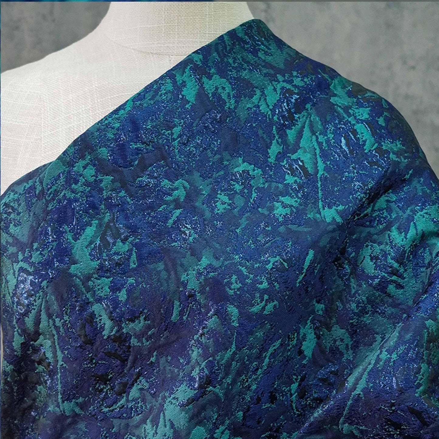 Dark Blue Jacquard Fabric: Retro 3D Texture, Upholstery & Sewing, 59" Wide