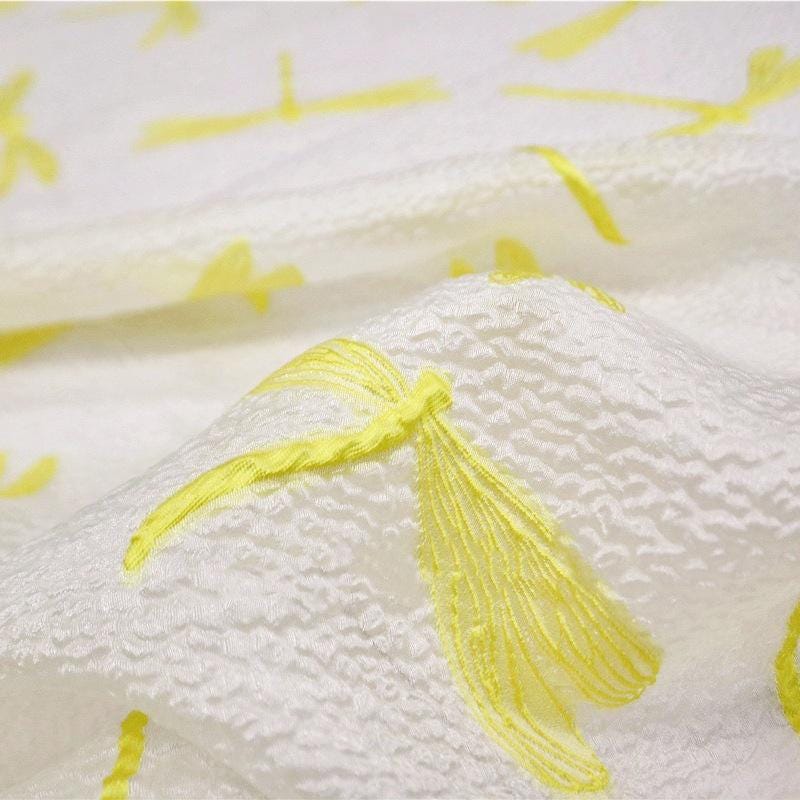 Dragonfly Jacquard Fabric: Gold Embossed Upholstery, Sewing, Costume (55"W)