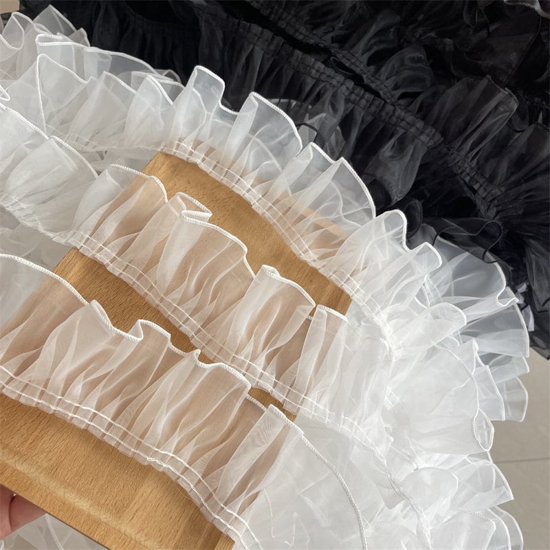 Pleated Organza Lace Trim: Ruffled Fabric, 2.7" Width