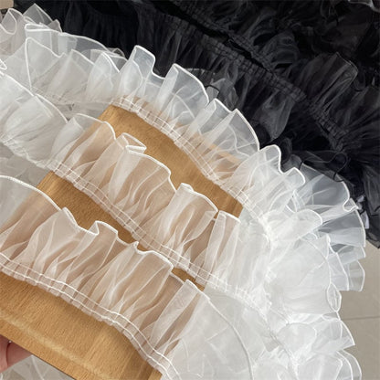 Pleated Organza Lace Trim: Ruffled Fabric, 2.7" Width