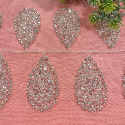 Appliques en dentelle à fleurs pailletées : accessoires de coiffure et de robe de mariée à faire soi-même (2 paires)
