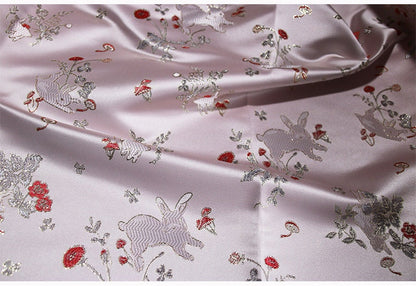 Rabbit Jacquard Brocade Fabric: 57"W Silk Rayon Damask