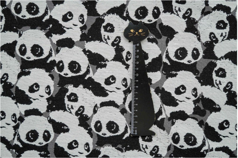 Panda Jacquard Fabric: Black and White Upholstery, Costume, Decor - 59"W
