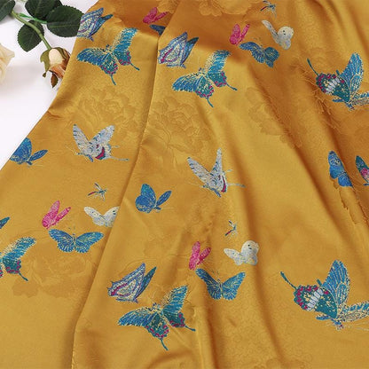 Tissu jacquard à papillons pivoines : Brocart en mélange de rayonne pour cheongsam