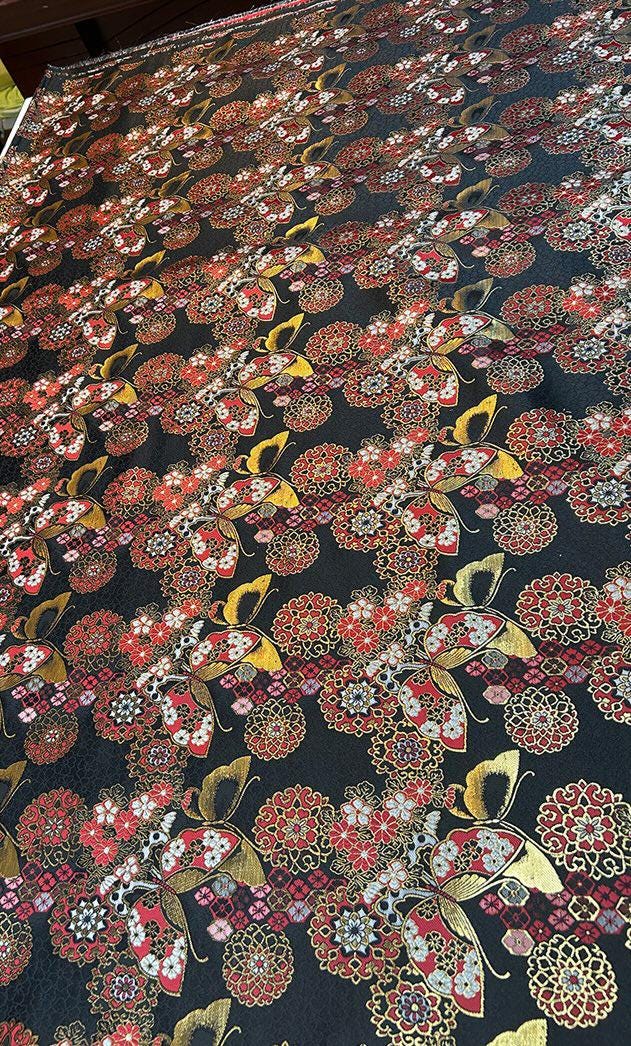 Nishijin Brocade Fabric: Japanese Butterfly Flower Style (by the meter)