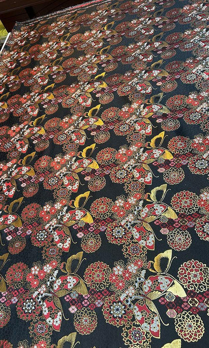 Nishijin Brocade Fabric: Japanese Butterfly Flower Style (by the meter)